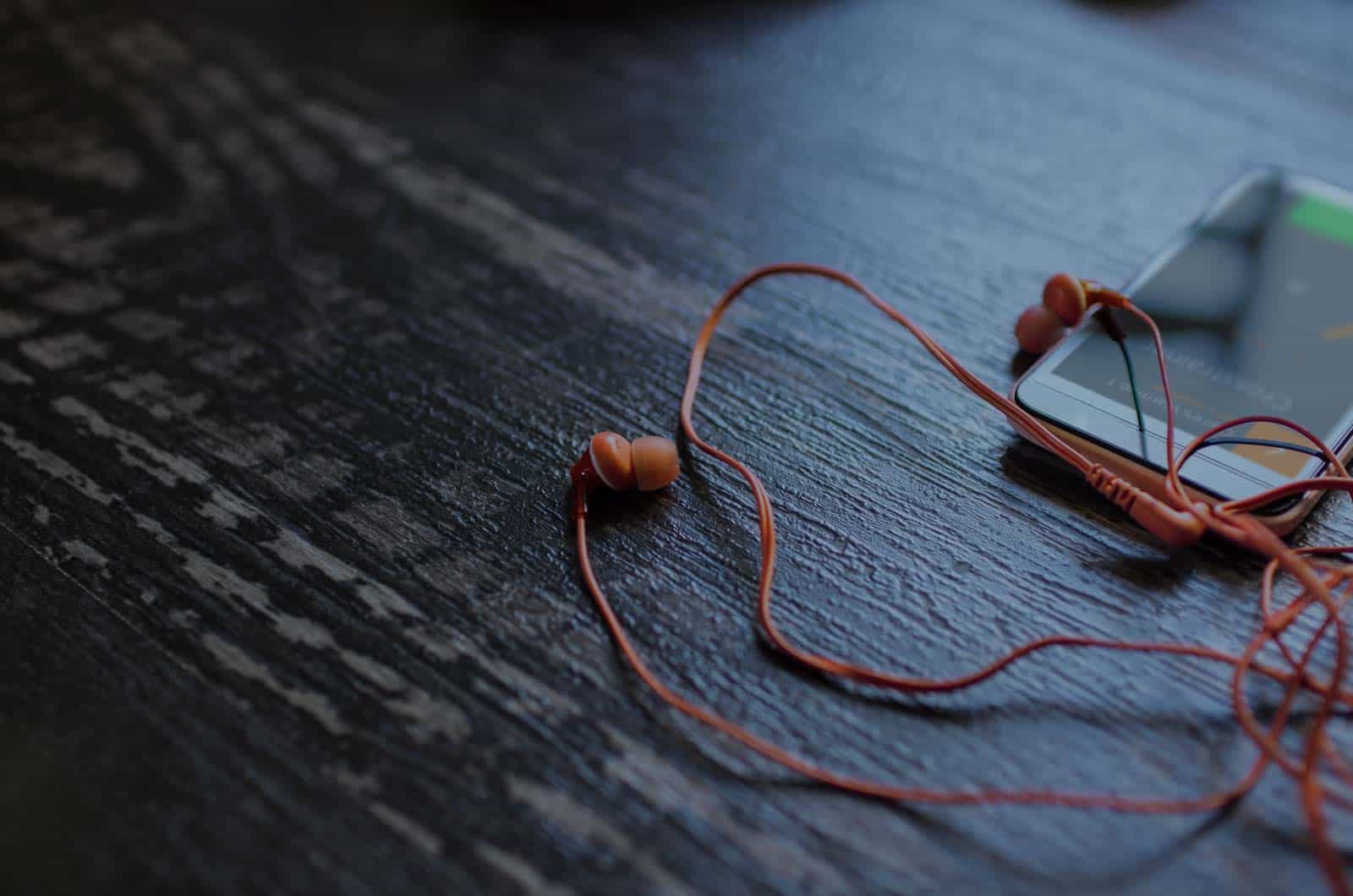 Orange headphones for fitness